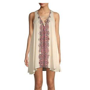 MUMU Dress Ivory Sleeveless Lace Up Tunic Small